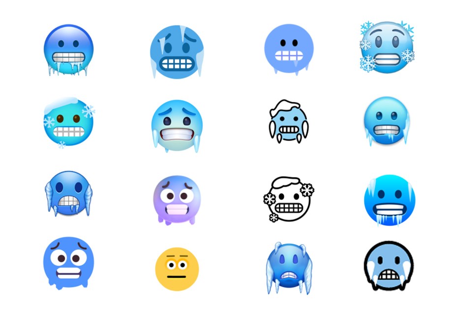 The blue face emoji is also referred to as the cold face emoji