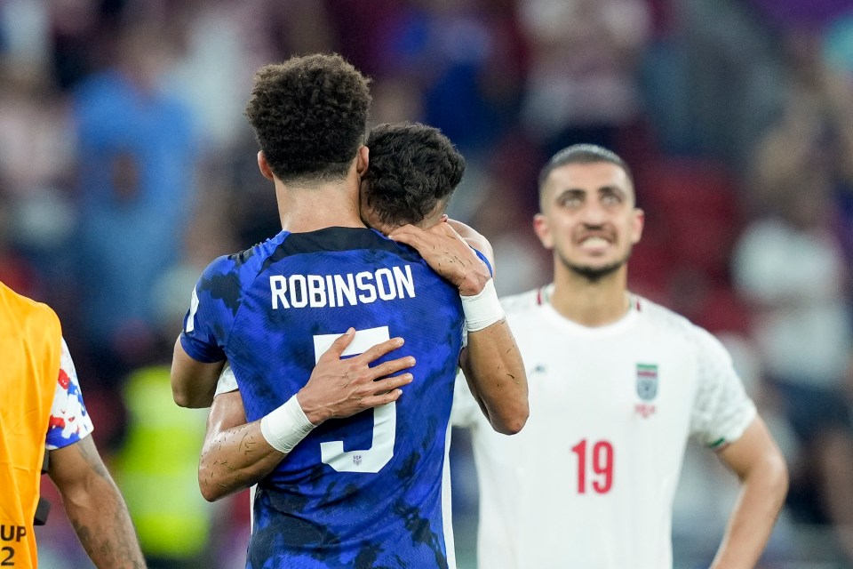 The pair embraced as Rezaeian broke down in tears on the shoulder of Robinson