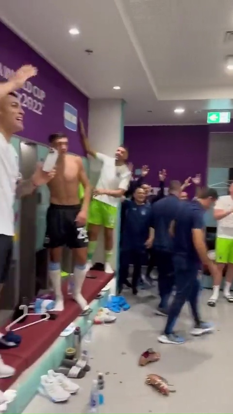 Argentina players belted out a song that referenced Diego Maradona, Messi…and the Falklands