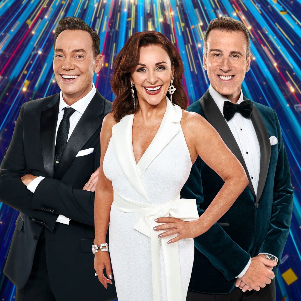 Shirley pictured with judges Craig Revel Horwood and Anton Du Beke