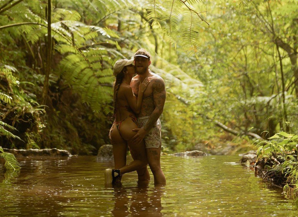 They posted several snaps relaxing in a waterfall pool