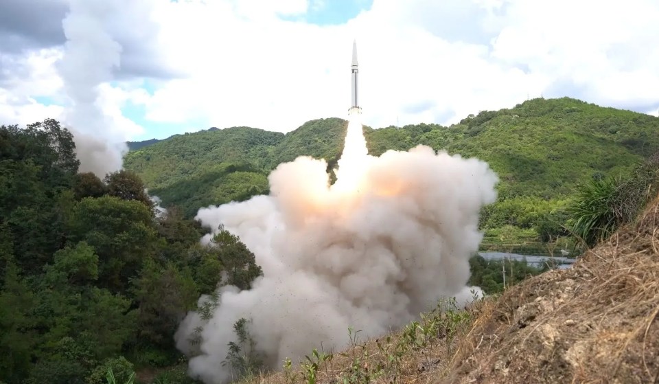 A missile launched by the the Eastern Theater Command of the Chinese People’s Liberation Army