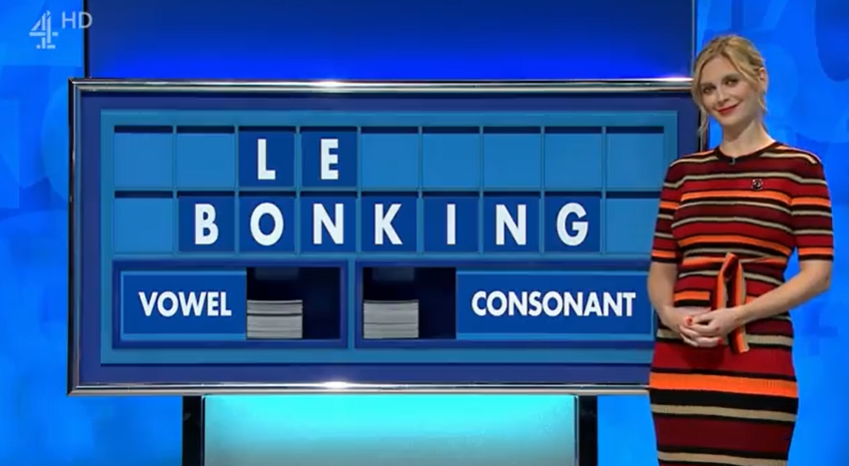 Rachel Riley blushed as she had to spell out bonking