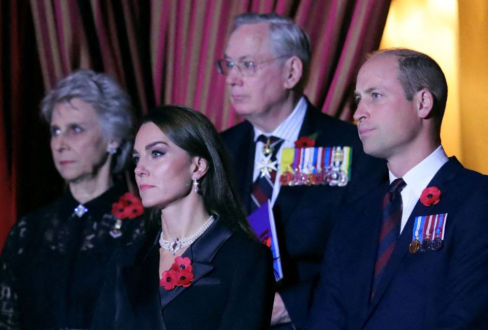 The Prince and Princess of Wales watch on as they listen to words, song and storytelling at the ceremony which honoured the war dead