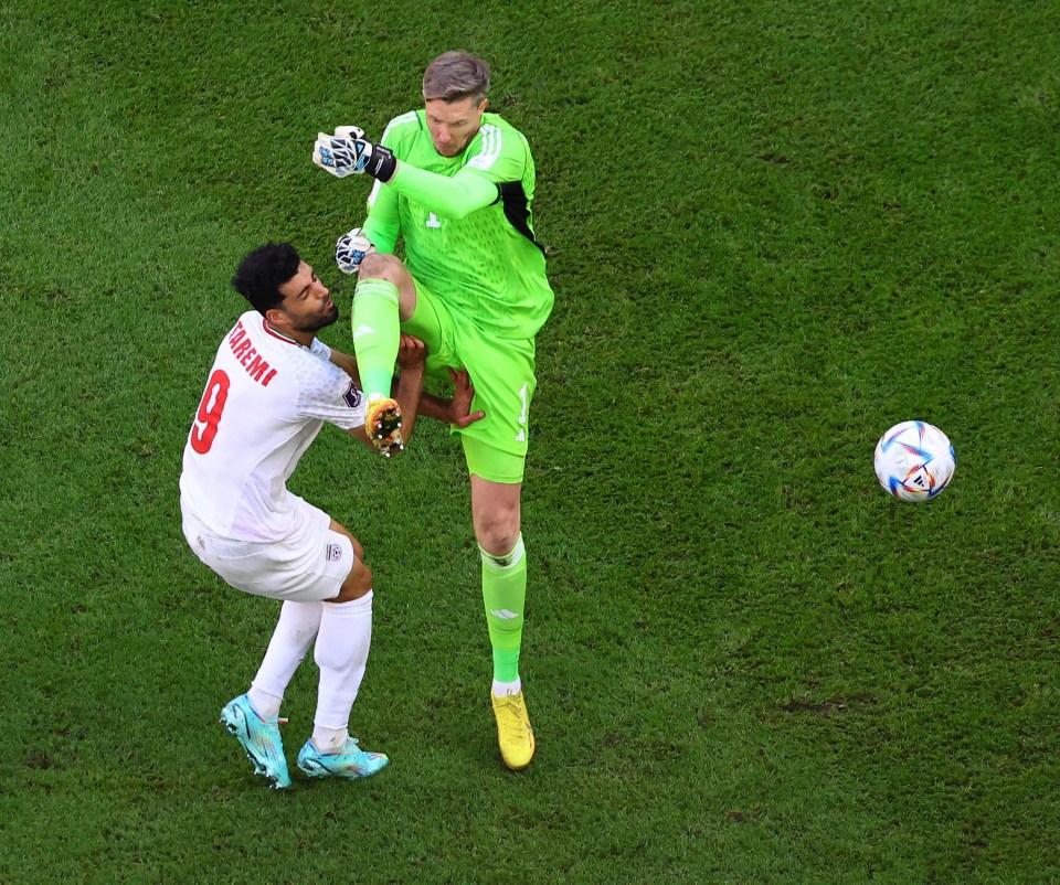 Wayne Hennessey was sent off for clattering Mehdi Taremi