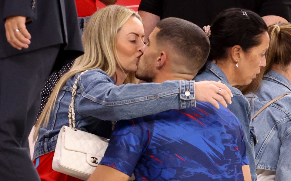 Coady met wife Amie in the stands after England's win over Wales