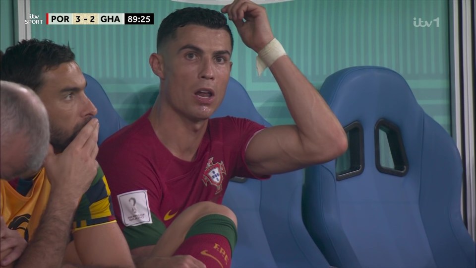 Ronaldo looked far from happy in the dugout