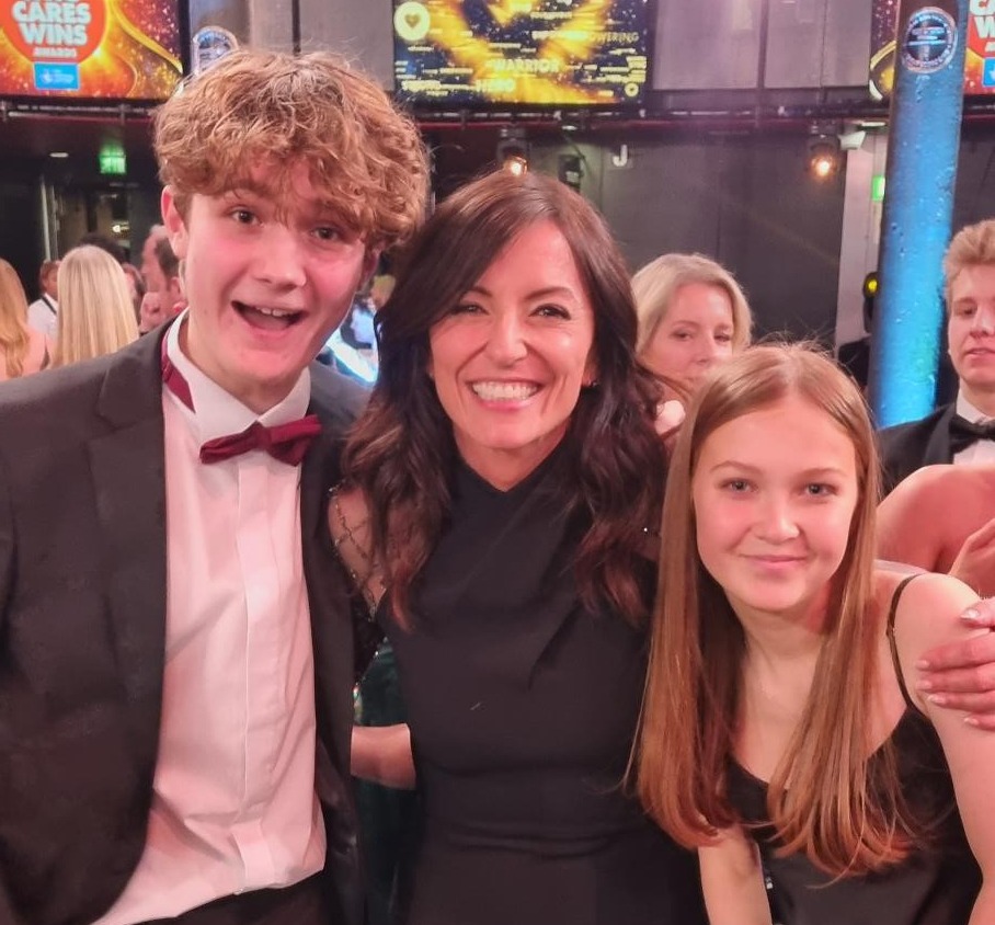 999 Hero nominee Tommy Sadler, 15, with TV host Davina McCall. He and his parents phoned for help after finding Daisy Webb, right, collapsed in a hedge in Huntingdon, Cambs, after she had a cardiac arrest on her way to school.