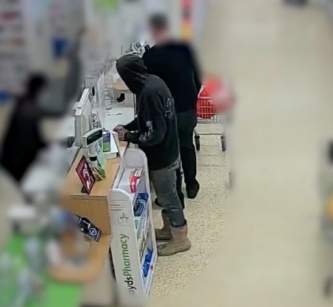 Brown can be seen allegedly picking up a prescription for Leah