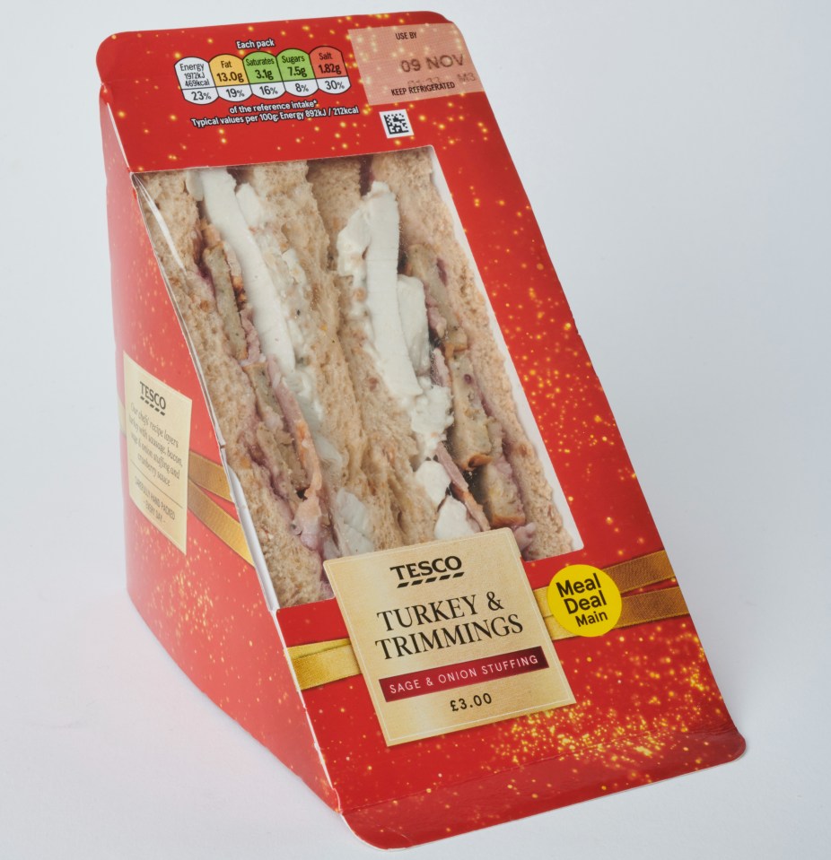 Tesco’s Christmas sandwich has lots of turkey and a noticeable amount of cranberry sauce