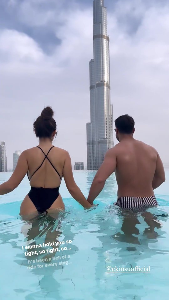 The loved-up pair shared an adorable video as they went for a dip