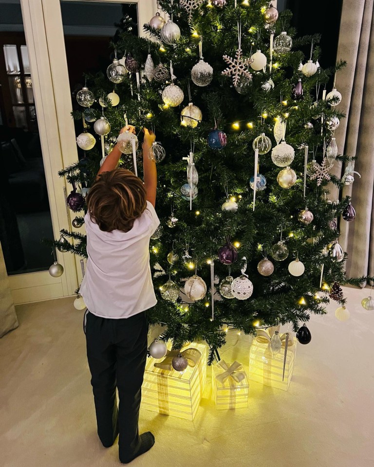 Peter Andre's wife shared a rare photo of son Theo decorating the Christmas tree