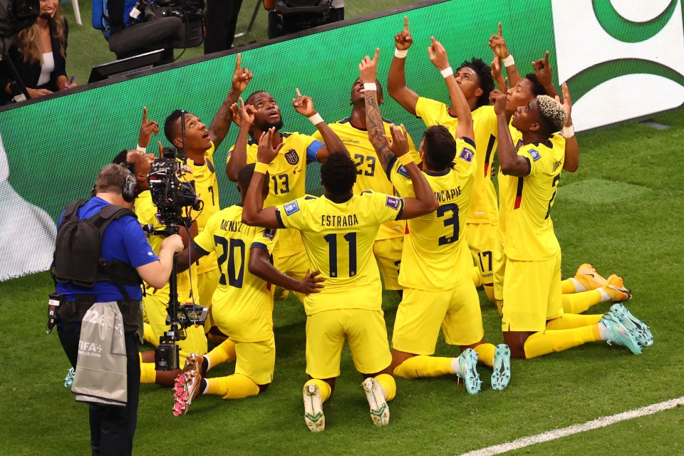 The players celebrated in unison as Ecuador cruised in front