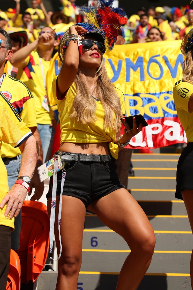 A female fan of Colombia at the 2018 World Cup