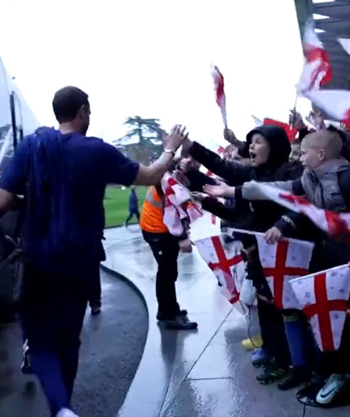 Southgate high-fived the adoring England fans cheering him on