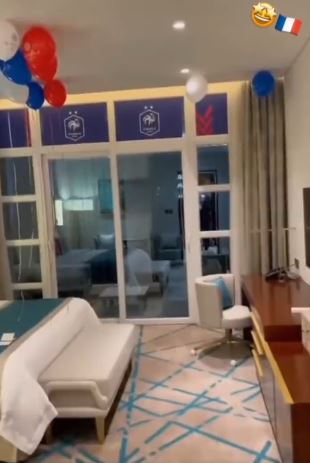 Giroud's bedroom was given similar treatment by his Qatari hosts