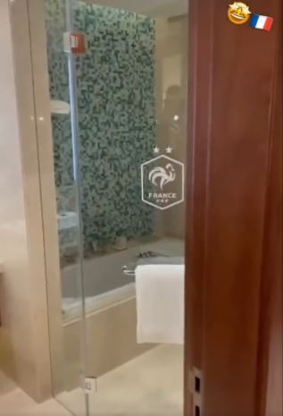 Giroud's shower was given an official French Football crest