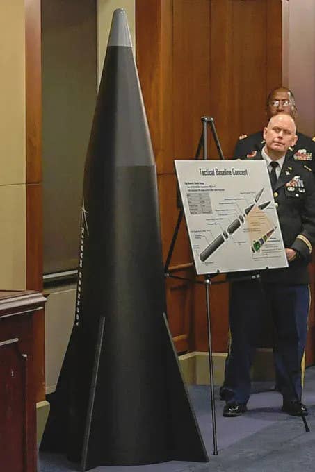 Army chiefs show off a model of the Common Hypersonic Glide Body