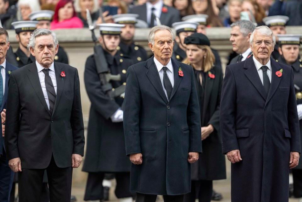 Gordon Brown, Tony Blair and John Major at the Remembrance Day service at London's Cenotaph