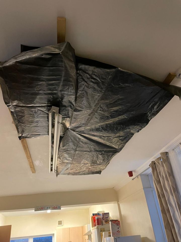 A contractor has since visited the home and put a tarpaulin across the hole