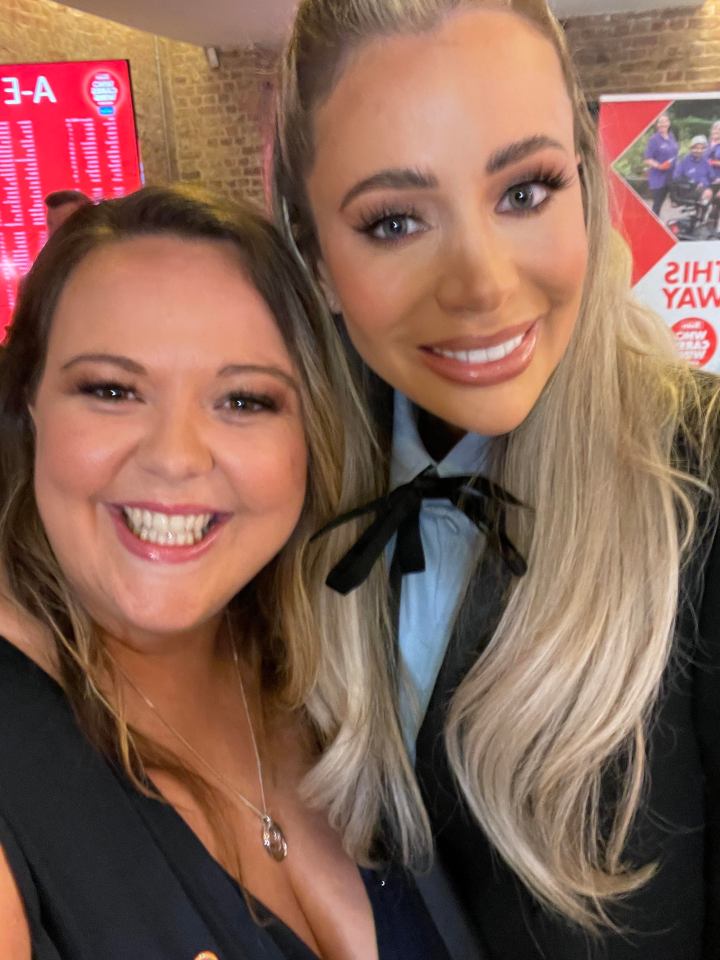 Harriet Pratt, left, of Jump Children’s Charity which offers photography to families of seriously ill children, meets Love Islander Olivia Attwood