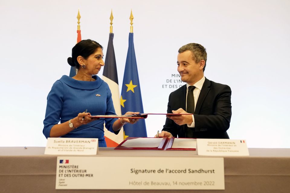 Home Secretary Suella Braverman and French Interior Minister Gerald Darmanin