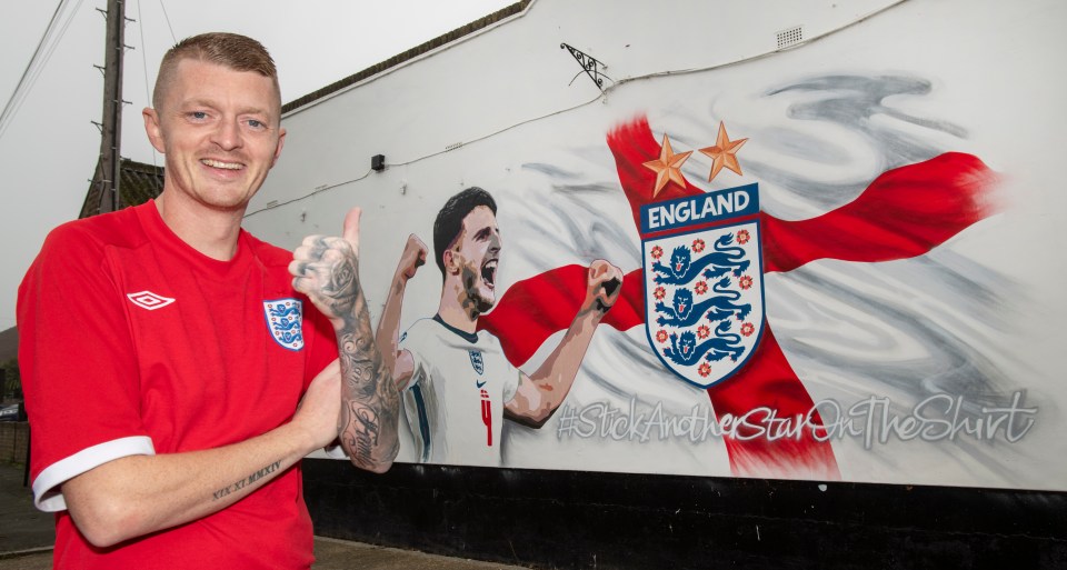 Daniel Morgan, 34, commissioned the massive mural as he hoped to inspire England to World Cup glory