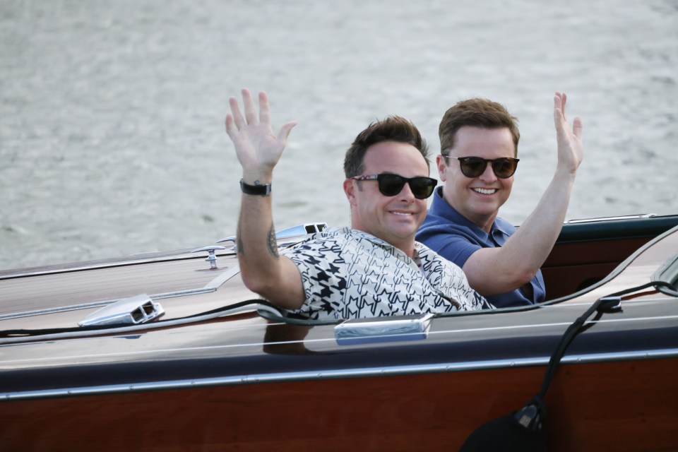 Ant and Dec gave a wave as they sailed into a luxury villa