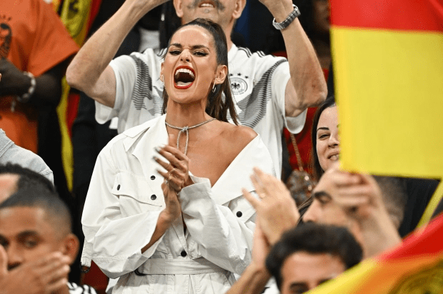 Izabel Goulart cheered on the Germany team on Sunday evening Credit: Splash