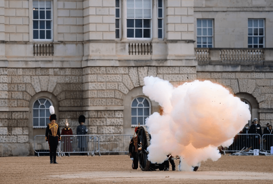 A gun is fired from Horse Guard's Parade to mark the two minute's silence