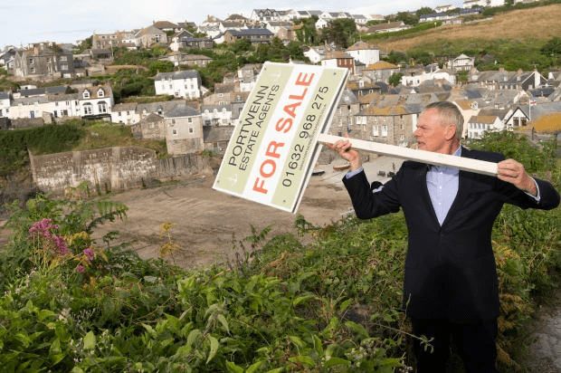 The series ended with him chucking the For Sale sign over the cliff