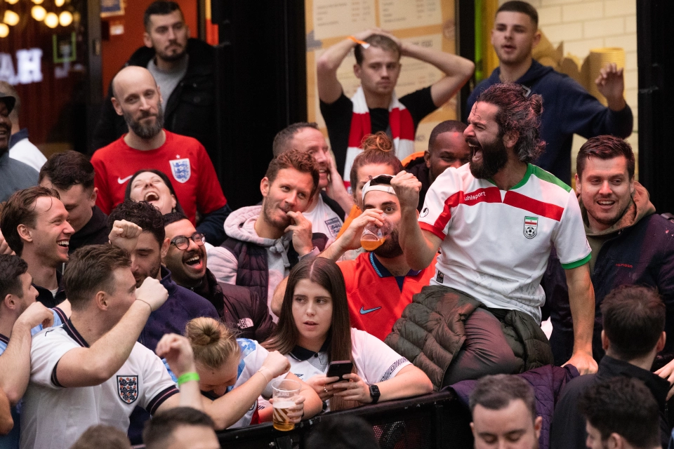 A lone Iranian fan joins England supporters in London