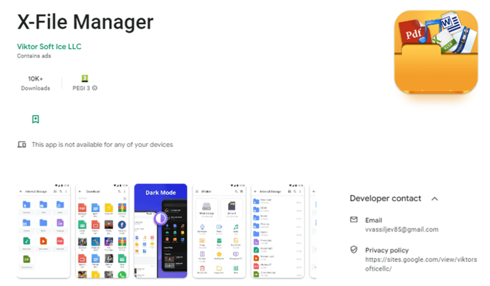 X-File Manager was downloaded more than 10,000 times