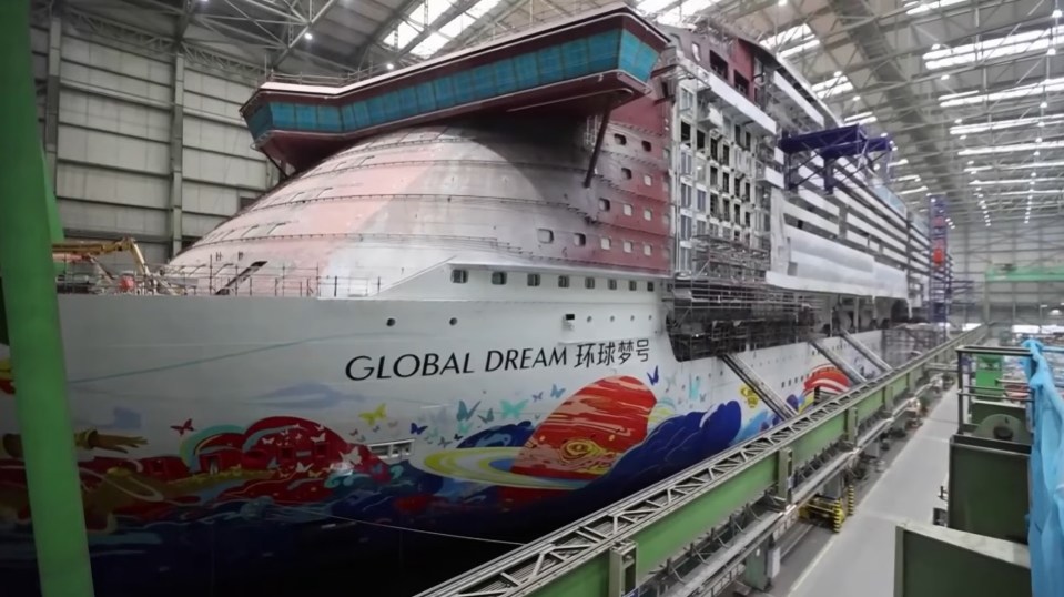 The Global Dream One cruise ship weighs 208,000 tonnes