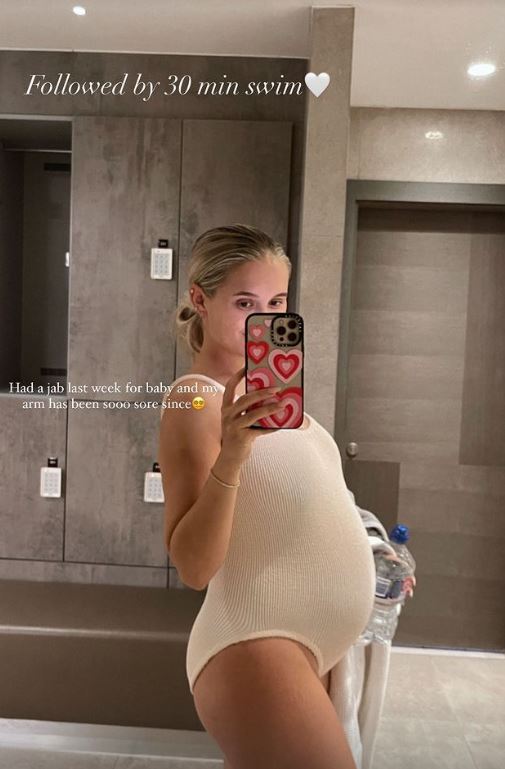 Molly-Mae Hague revealed a painful bruise as she showed off her baby bump in a glowing snap