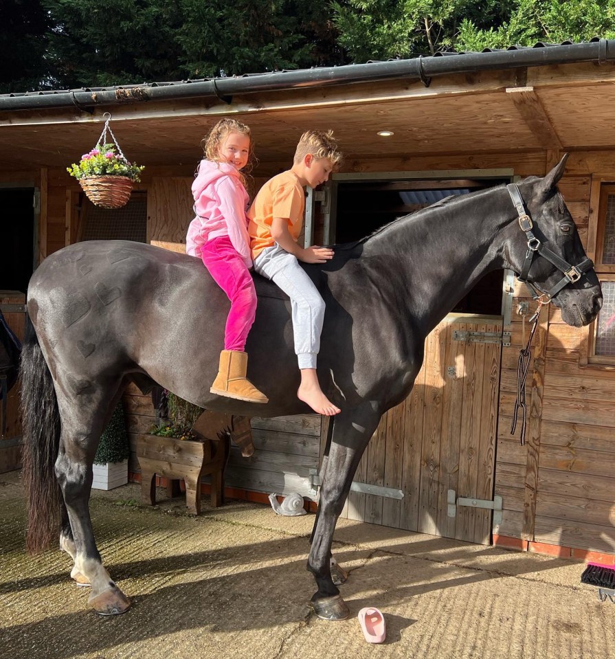 Katie Price shared a snap of her kids without their riding helmets on