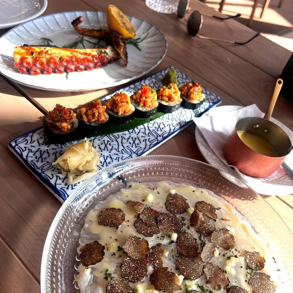 The couple indulged in delicious food