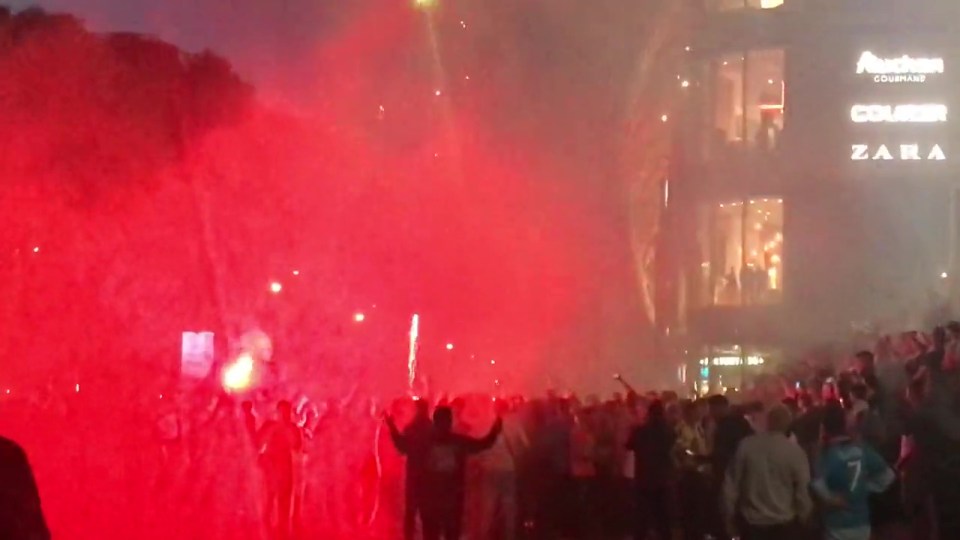 Fans watched as several flares were set off