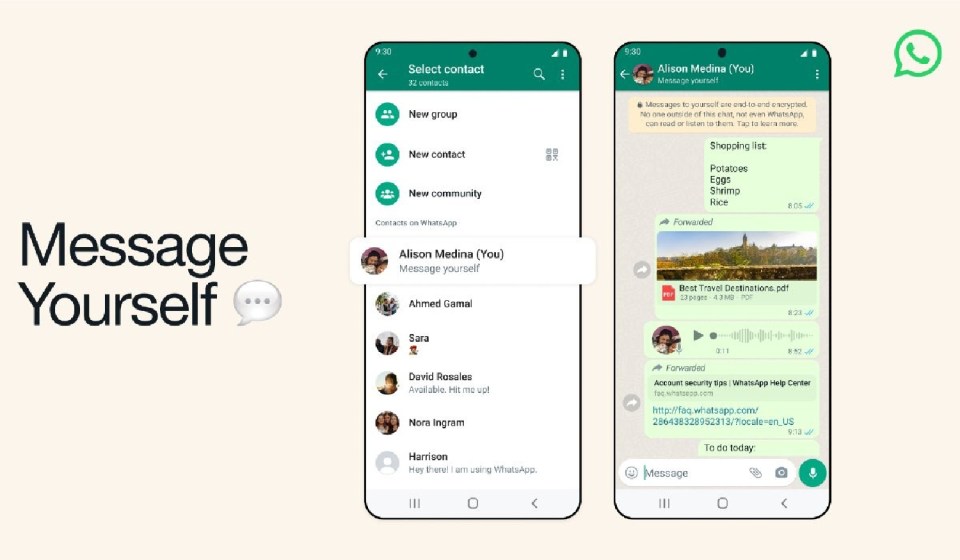 You can now easily text yourself on WhatsApp