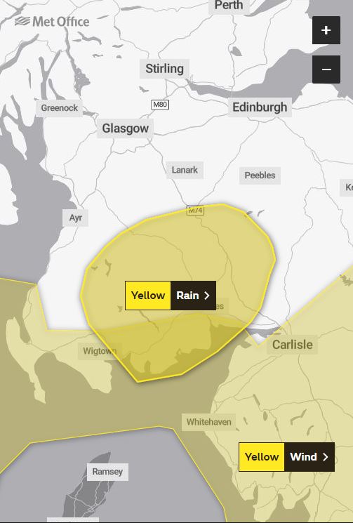 The Met Office has released yellow weather warnings for wind and rain