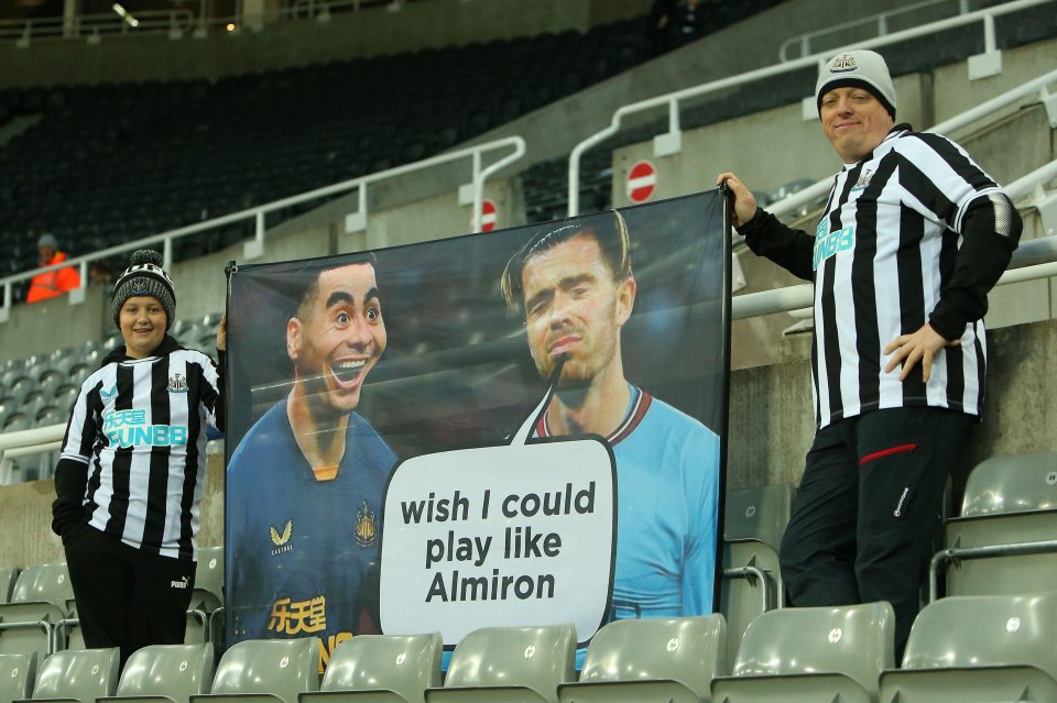 Toon fans had this comical banner on display to mock the Man City star