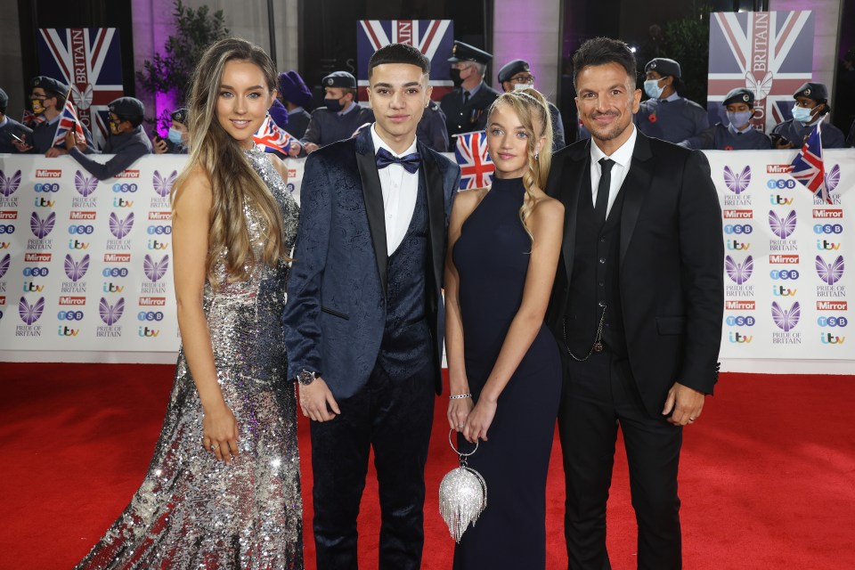 Princess at the Pride of Britain Awards with brother Junior, dad Pete and step-mum Emily