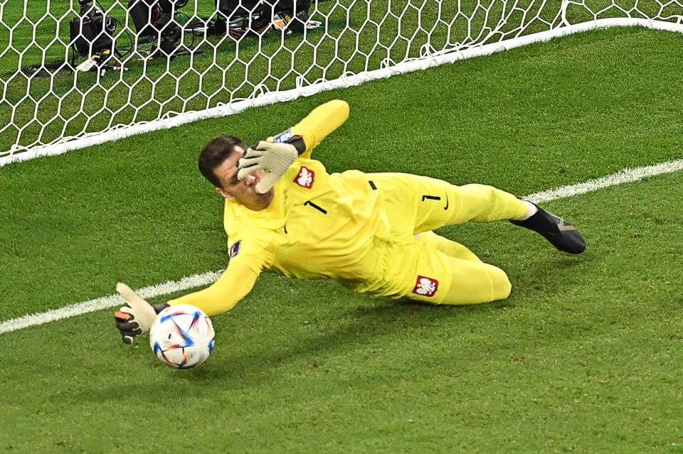 Szczesny got down brilliantly to make a superb double save from the penalty