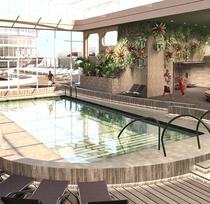 MSC World Europa has SIX swimming pools and 14 whirlpools