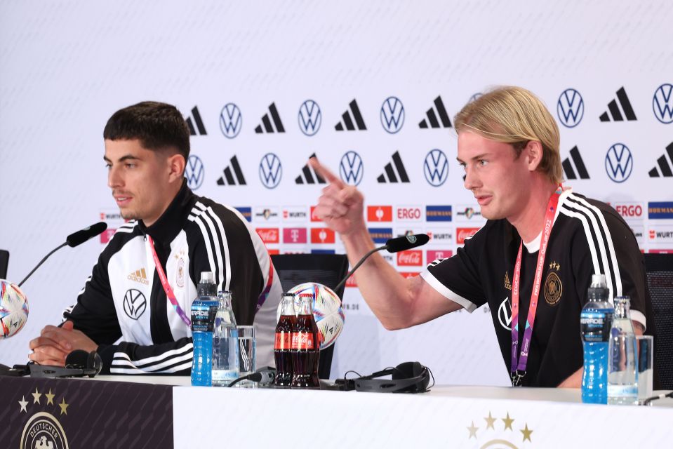 Havertz and Julian Brandt faced the media ahead of the must-win clash with Spain