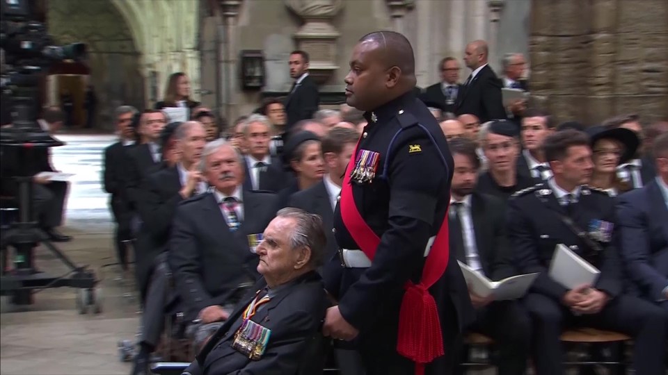 Johnson, pictured at the Queen's funeral in Westminster Abbey with fellow Victoria Cross holder Keith Payne VC