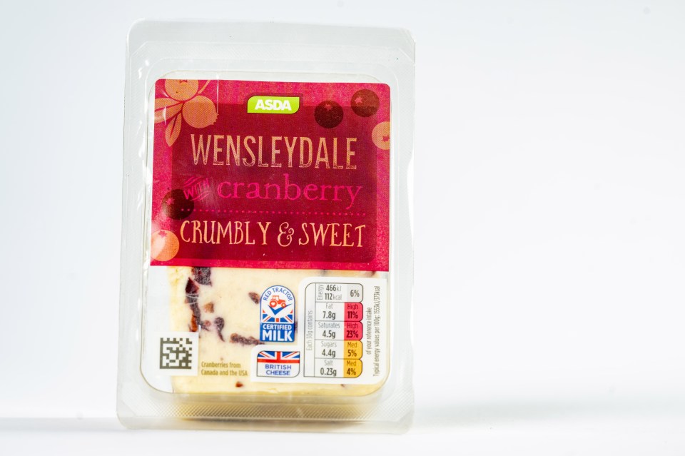 Asda's cheese came with the highest cranberry content of them all