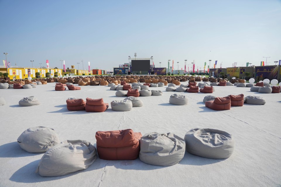 There are beanbags to watch the big screen - if you can endure the sweltering heat and baking sun