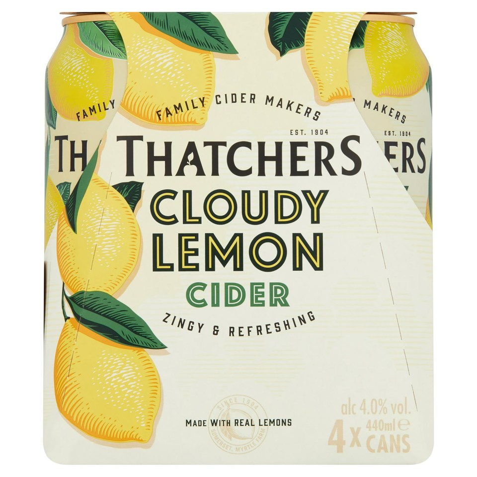 Lawyers say the design on Aldi’s £3.99 four-pack looks 'highly similar' to Thatchers’ Cloudy Lemon Cider