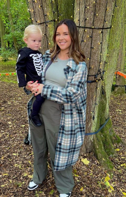 The star posed with her adorable tot Abel